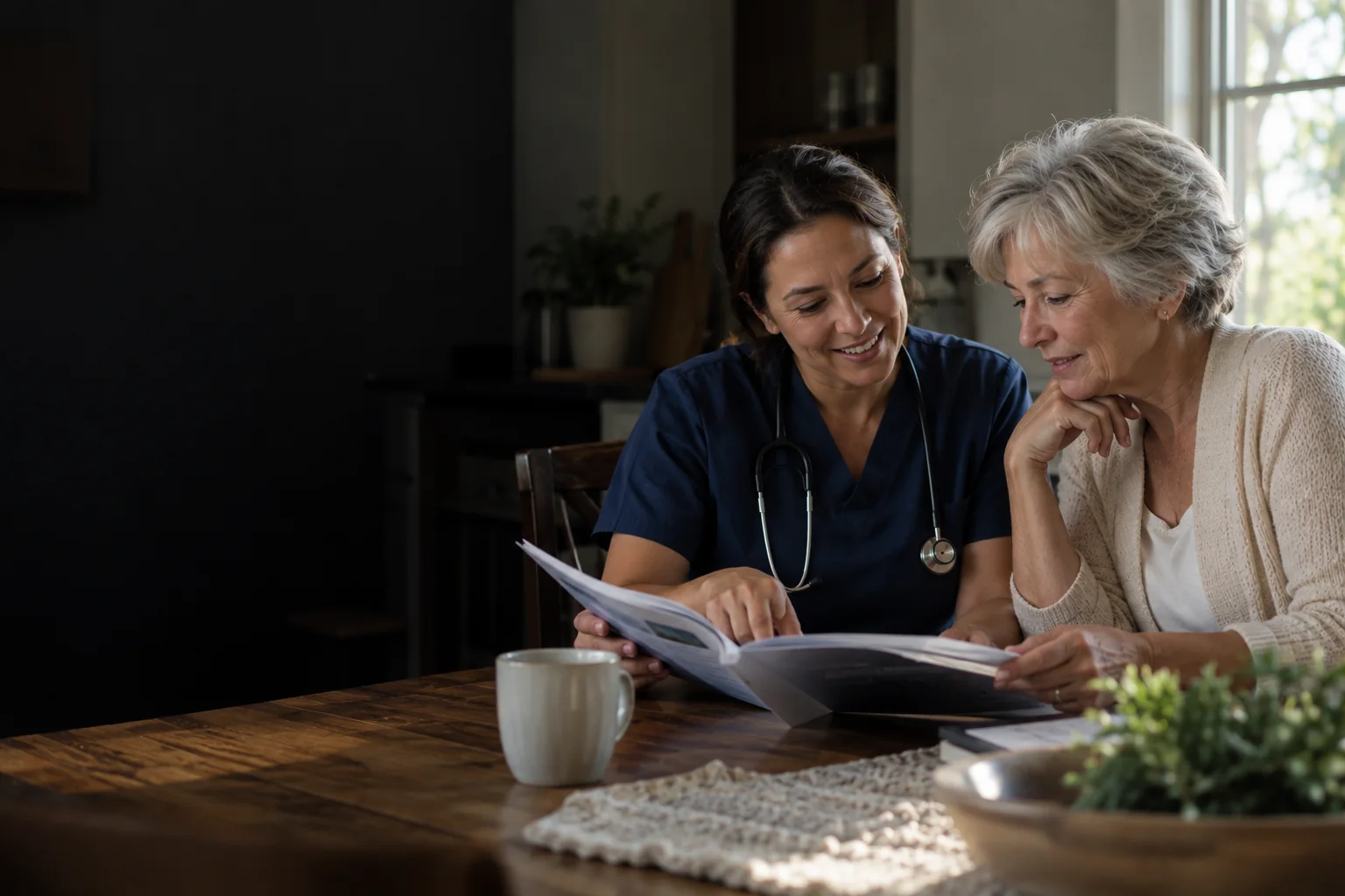 A doctor talking with a patient