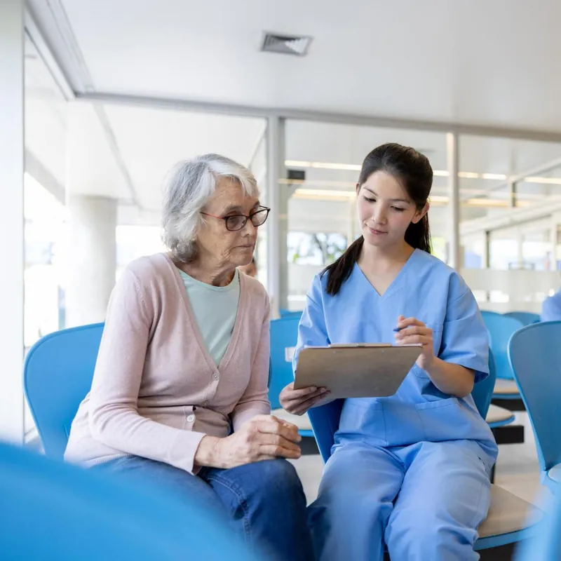 A nurse reviewing a plan with a patient