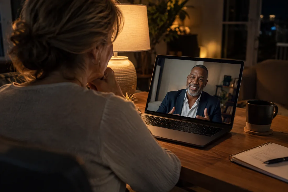 A video conference with a financial professional